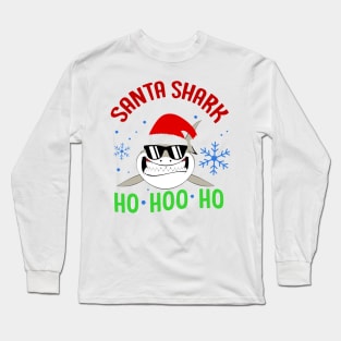 Santa Shark Ho Ho Ho Long Sleeve T-Shirt